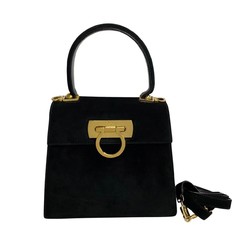 Salvatore Ferragamo Gancini Hardware Suede Leather 2way Handbag Shoulder Bag 31925