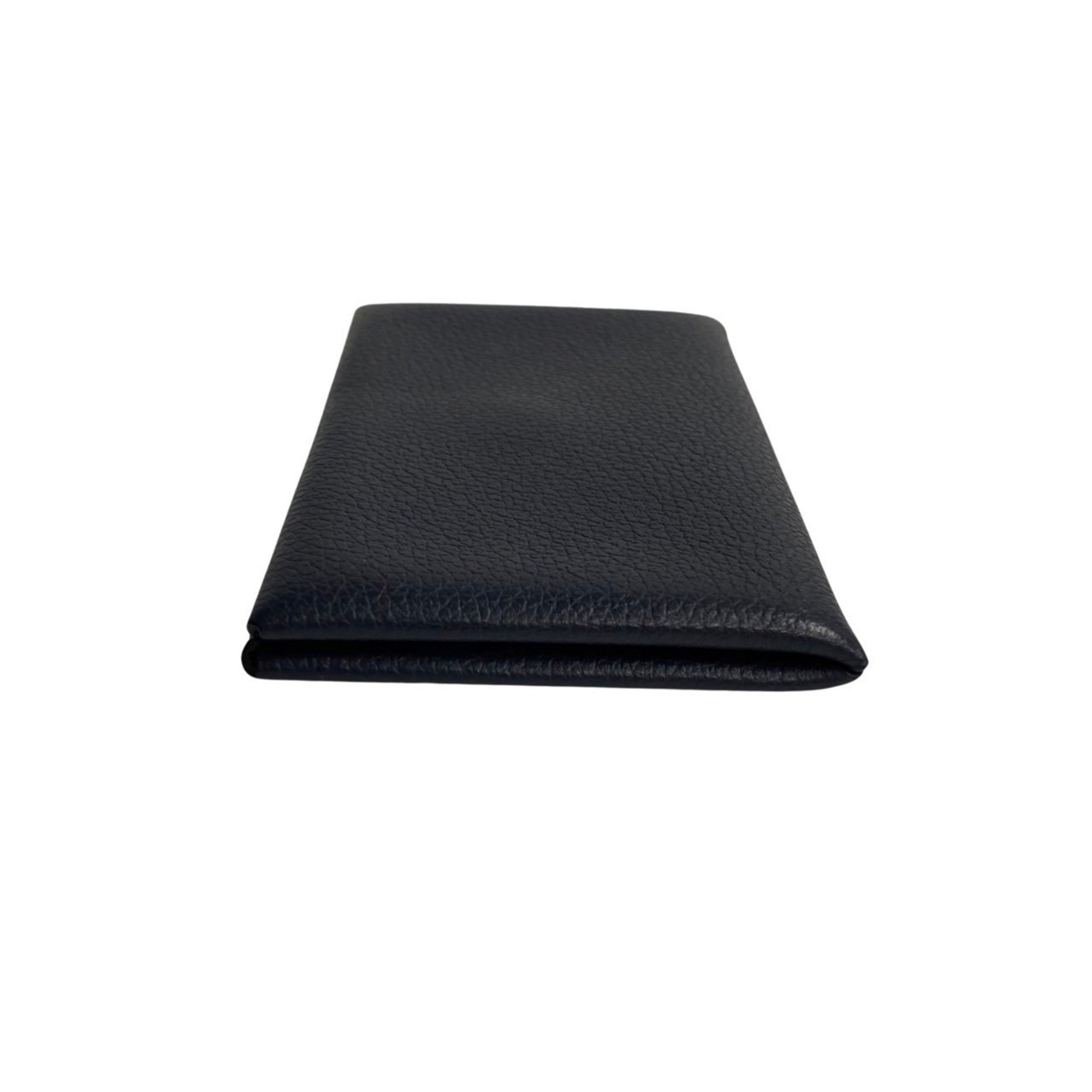 HERMES Calvi Epson Leather Business Card Holder/Card Case Holder Pass Coin Purse Navy 28900