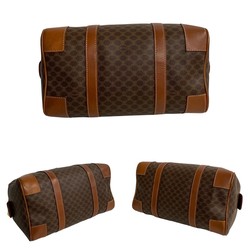 CELINE Macadam Blason Pattern Leather Boston Bag Handbag Brown 30250