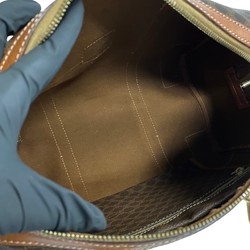 CELINE Macadam Blason Pattern Leather Boston Bag Handbag Brown 30250