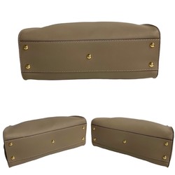 FENDI Peekaboo Leather 2way Handbag Tote Bag Shoulder Greige 13210