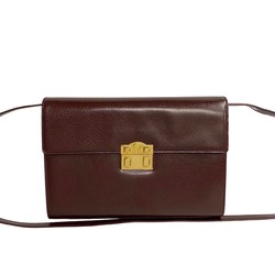 GUCCI Old Gucci Crest Pattern Leather 2way Clutch Bag Shoulder Bordeaux 14899