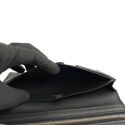HERMES Beance Soufflé Metal Fittings Vaux Epson Leather Bifold Long Wallet Black 29284
