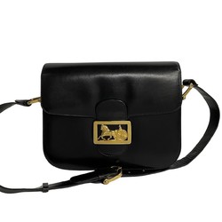 CELINE Celine horse carriage fittings calf leather shoulder bag pochette black 43291