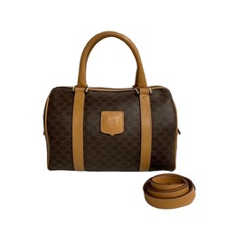 CELINE Macadam Blason Triomphe Leather 2way Handbag Shoulder Bag Brown 14615