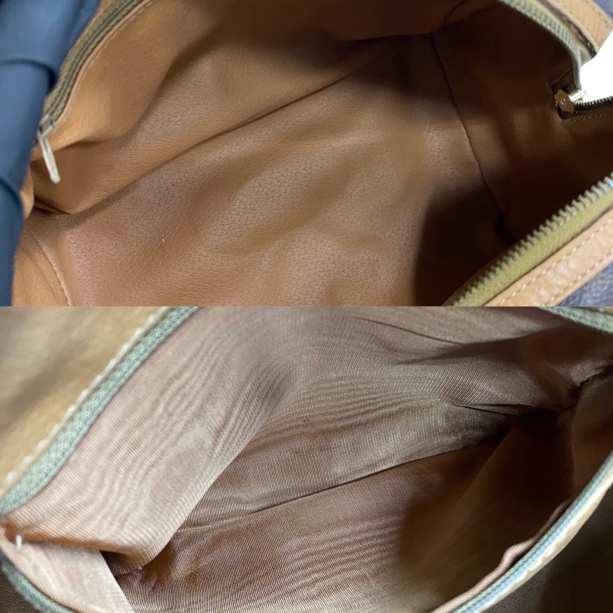 CELINE Macadam Blason Triomphe Leather 2way Handbag Shoulder Bag Brown 14615