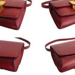 CELINE Classic Box Small Leather Shoulder Bag Pochette Red 43898