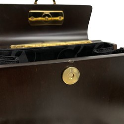 Salvatore Ferragamo Gancini metal fittings wood handbag tote bag brown 29158