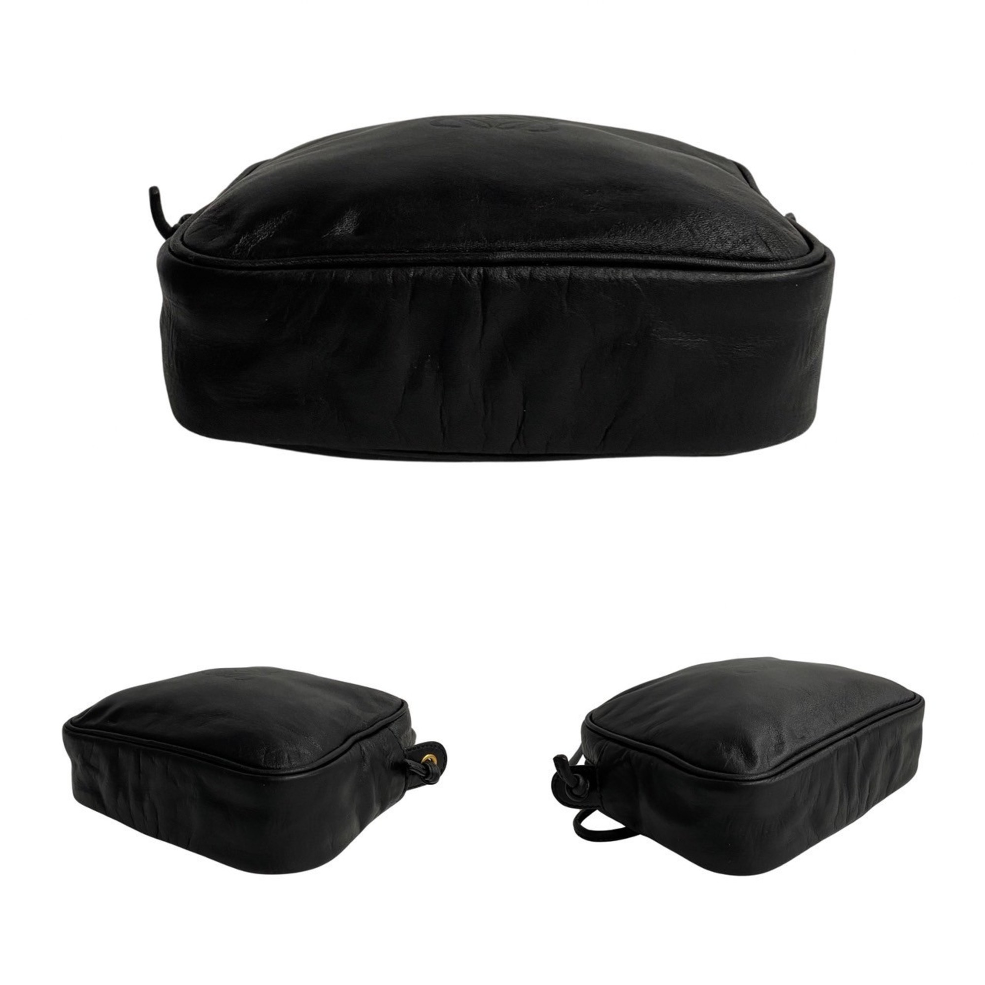 LOEWE Anagram Nappa Leather Shoulder Bag Crossbody Black 742-4