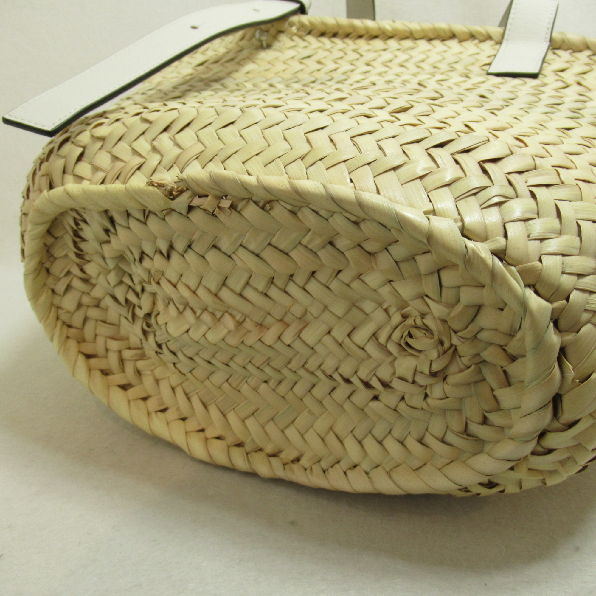LOEWE Basket Bag Shoulder Bag White Natural Calfskin (cowhide) Palm leaf A223S92X042163