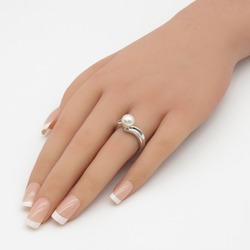 MIKIMOTO Pearl ring Ring White  K18WG(WhiteGold) Pearl White