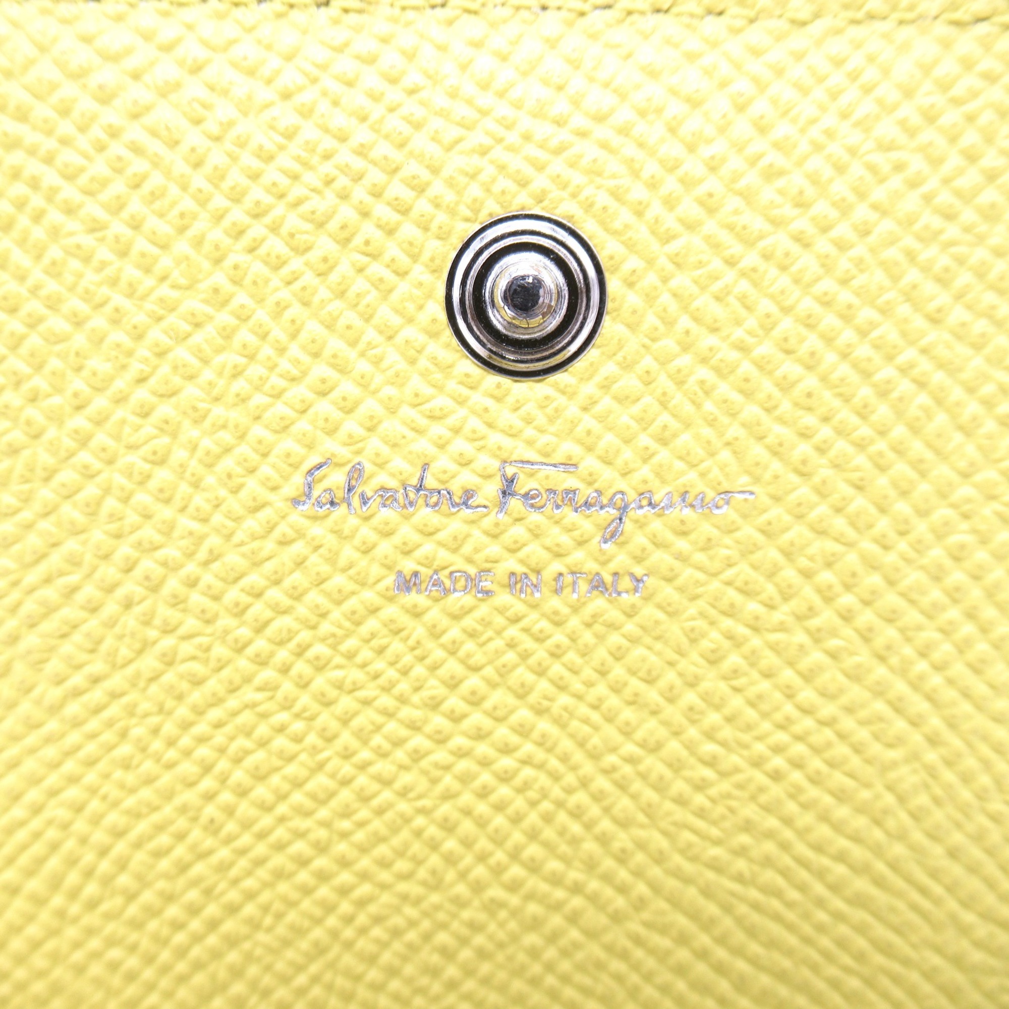 Salvatore Ferragamo name card holder Yellow leather IY-220371