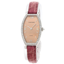 Cartier WE400131 Tonneau SM Bezel Diamond Manufacturer Complete Wristwatch K18 White Gold Leather Ladies CARTIER