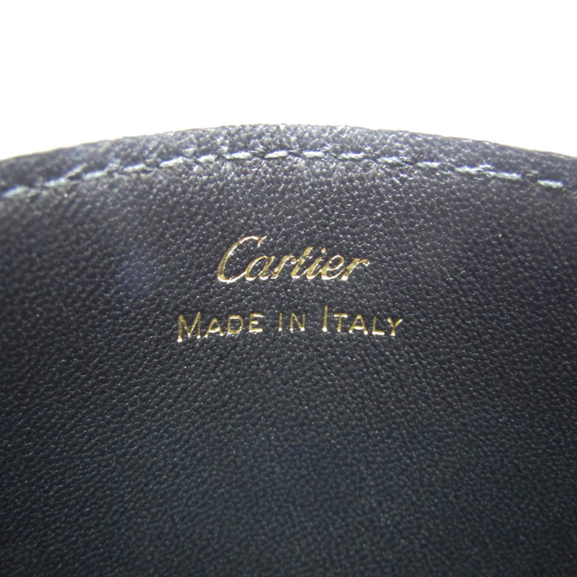 Cartier DOUBLE C DE CARTIER L3001888 Leather Card Case Black