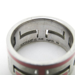 Hermes Move H Silver 925 Band Ring Pink,Silver