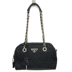 Prada Quilting Chain Women's Nylon,Leather Tote Bag Black