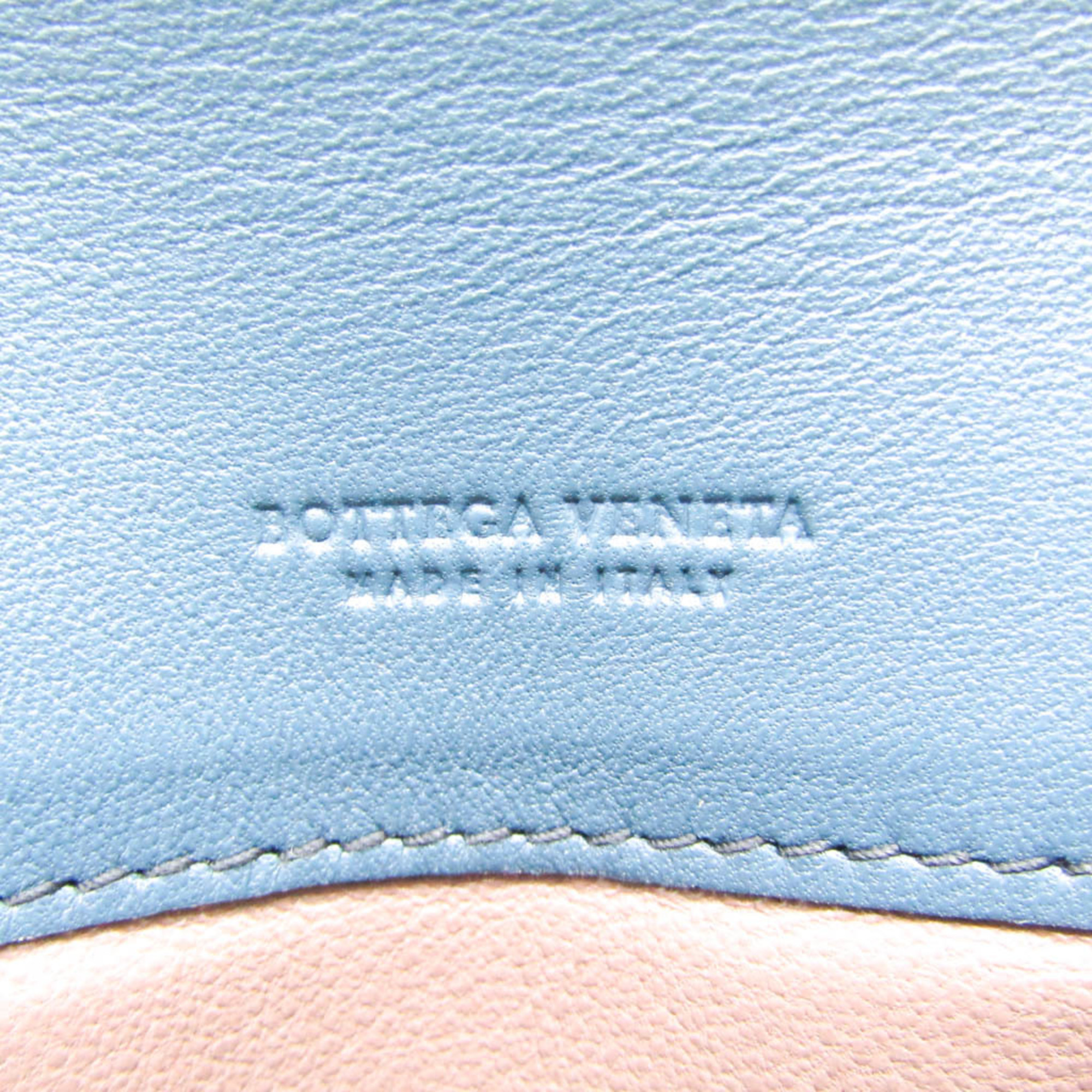 Bottega Veneta Men,Women Leather Long Wallet (bi-fold) Blue,Light Blue Gray