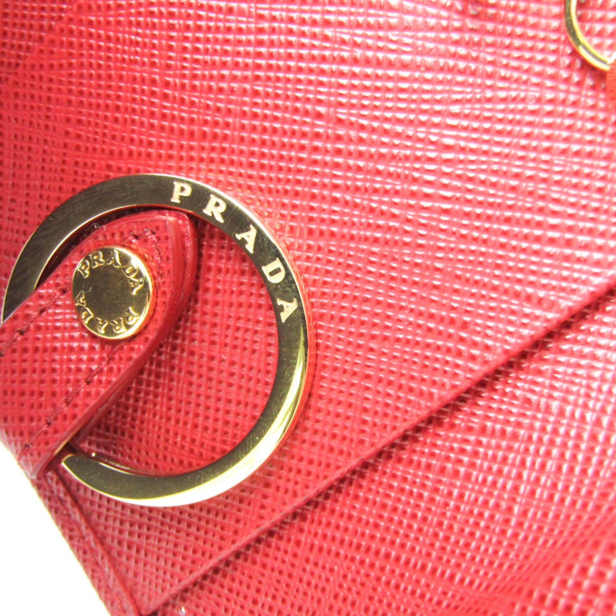 Prada Saffiano 1PG004 Women's Saffiano Metal Key Case Fuoco