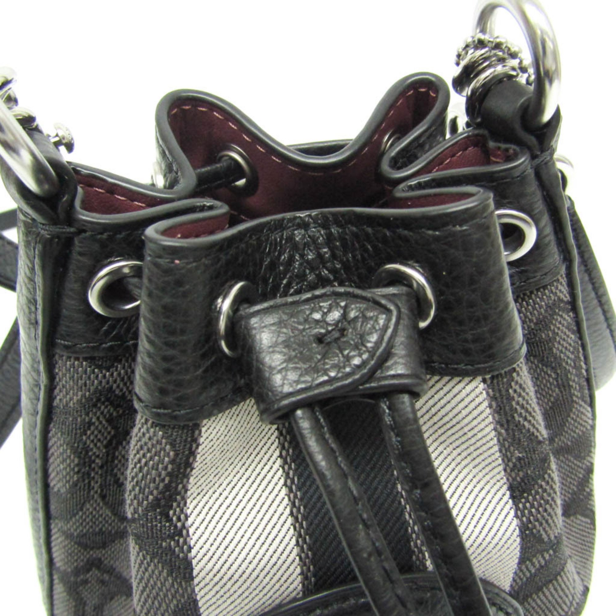 Coach SIGNATURE MINI DEMPSEY BUCKET BAG C8322 Women's Leather,Canvas Shoulder Bag,Tote Bag Black,Gray
