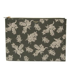 Saint Laurent Pineapple Pattern 397294 Women's Leather Clutch Bag Beige,Khaki