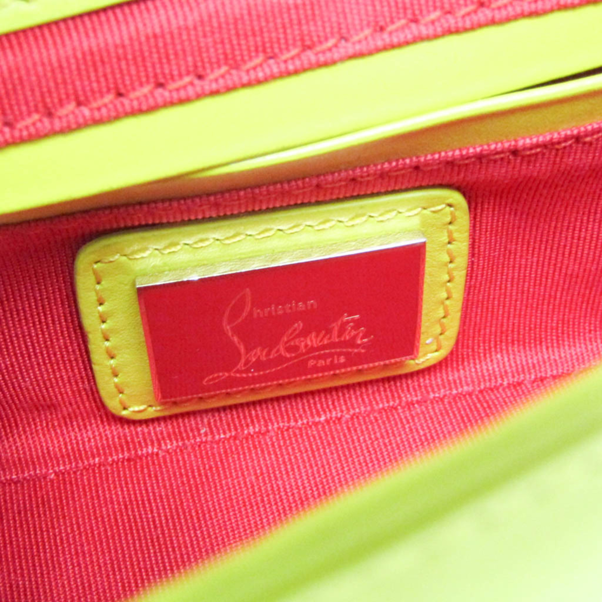 Christian Louboutin Sweet Charity Women's Leather Studded Shoulder Bag Dark Yellow