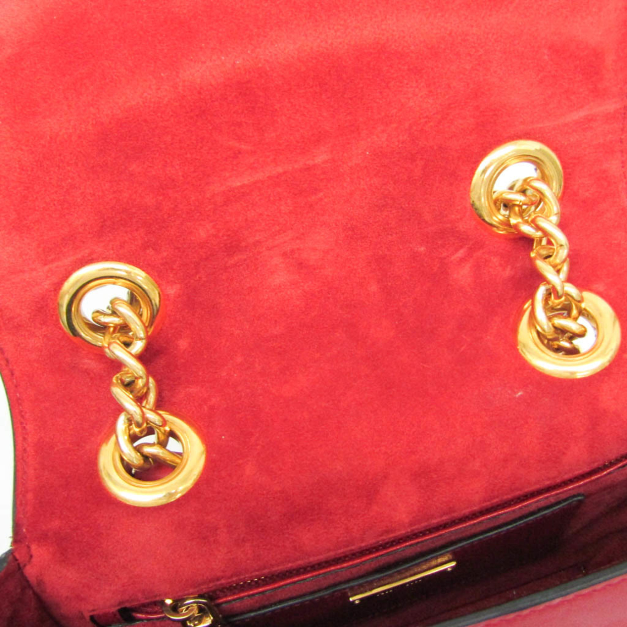 Miu Miu Dahlia 5BD020 Women's Leather Shoulder Bag Red Color