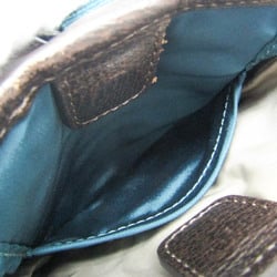Tumi Mini Women's Nylon,Leather Shoulder Bag Blue Green,Dark Brown