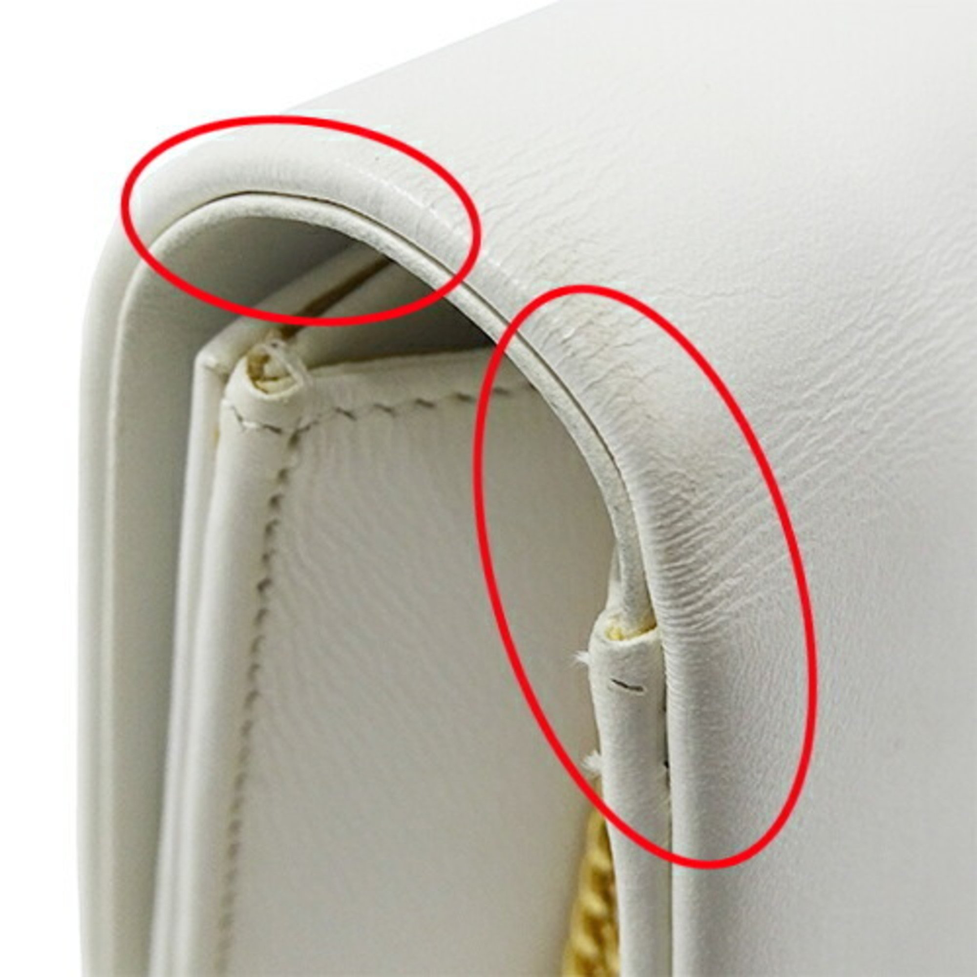 Christian Dior Dior Bag Women's Brand Shoulder Leather White Chain
