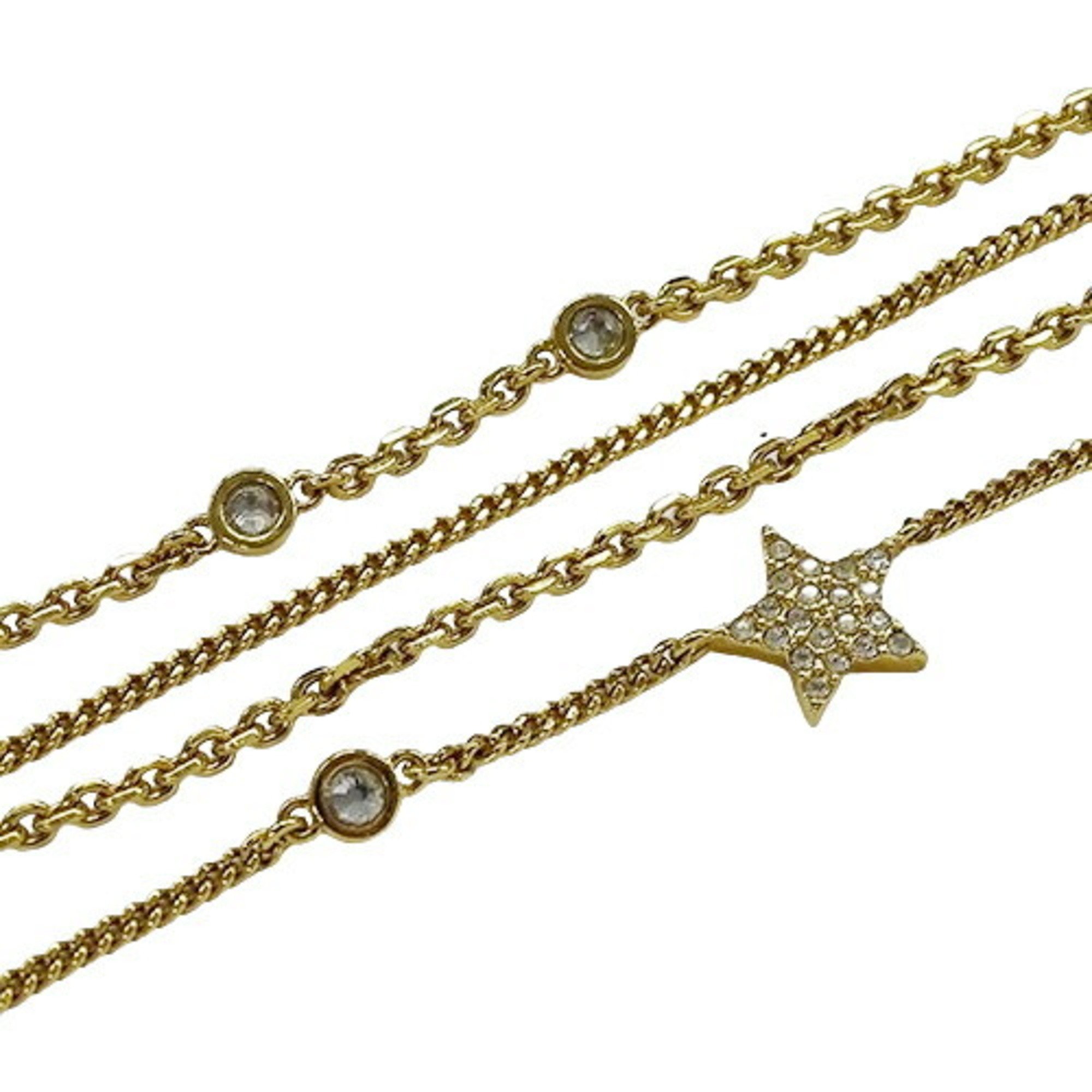 Christian Dior Dior Necklace Women's Brand Metal Crystal Petit CD Double Gold Star Logo N1155PMTCY_D301