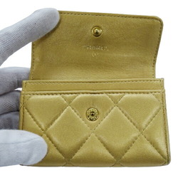 CHANEL Card Case Ladies Brand Business Holder Lambskin Matelasse Gold Hardware Coco Mark