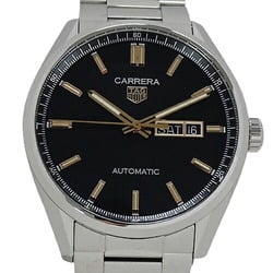 TAG Heuer Carrera WBN2013 BA0640 Watch Men's Brand Caliber 5 Day Date Automatic Winding AT Stainless Steel SS Silver Black Back Skew Polished