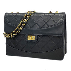 Chanel Shoulder Bag Matelasse 2.55 W Chain Lambskin Black Women's