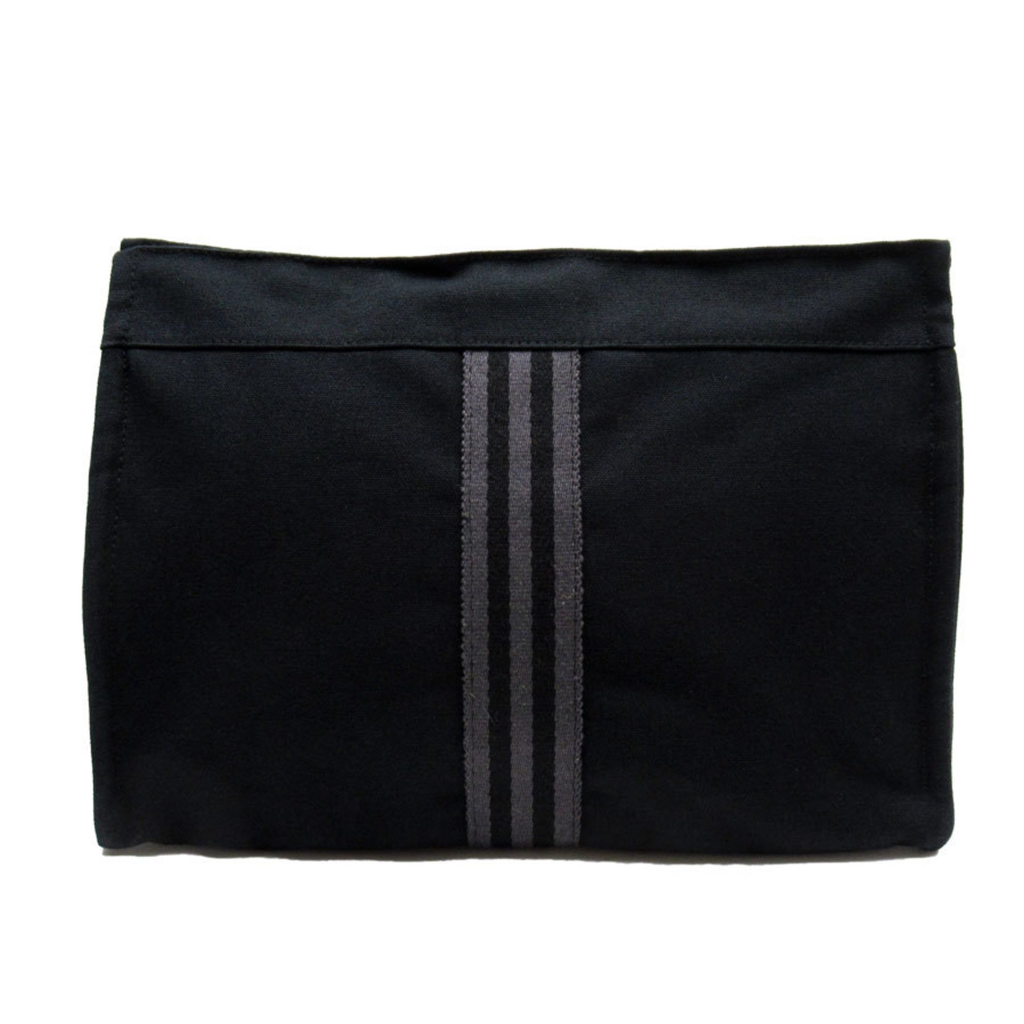 Hermes Clutch Bag Foultou Cotton Black/Grey Unisex