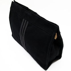 Hermes Clutch Bag Foultou Cotton Black/Grey Unisex