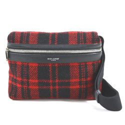 Saint Laurent SAINT LAURENT Body Bag Wool/Leather Red x Black Unisex 634717