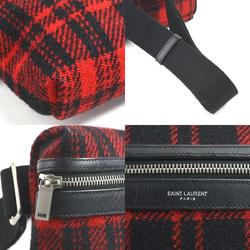 Saint Laurent SAINT LAURENT Body Bag Wool/Leather Red x Black Unisex 634717