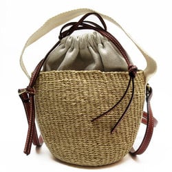 Chloé Chloe Handbag Shoulder Bag WOODY Small Basket Paper/Canvas/Leather Beige/Brown Women's