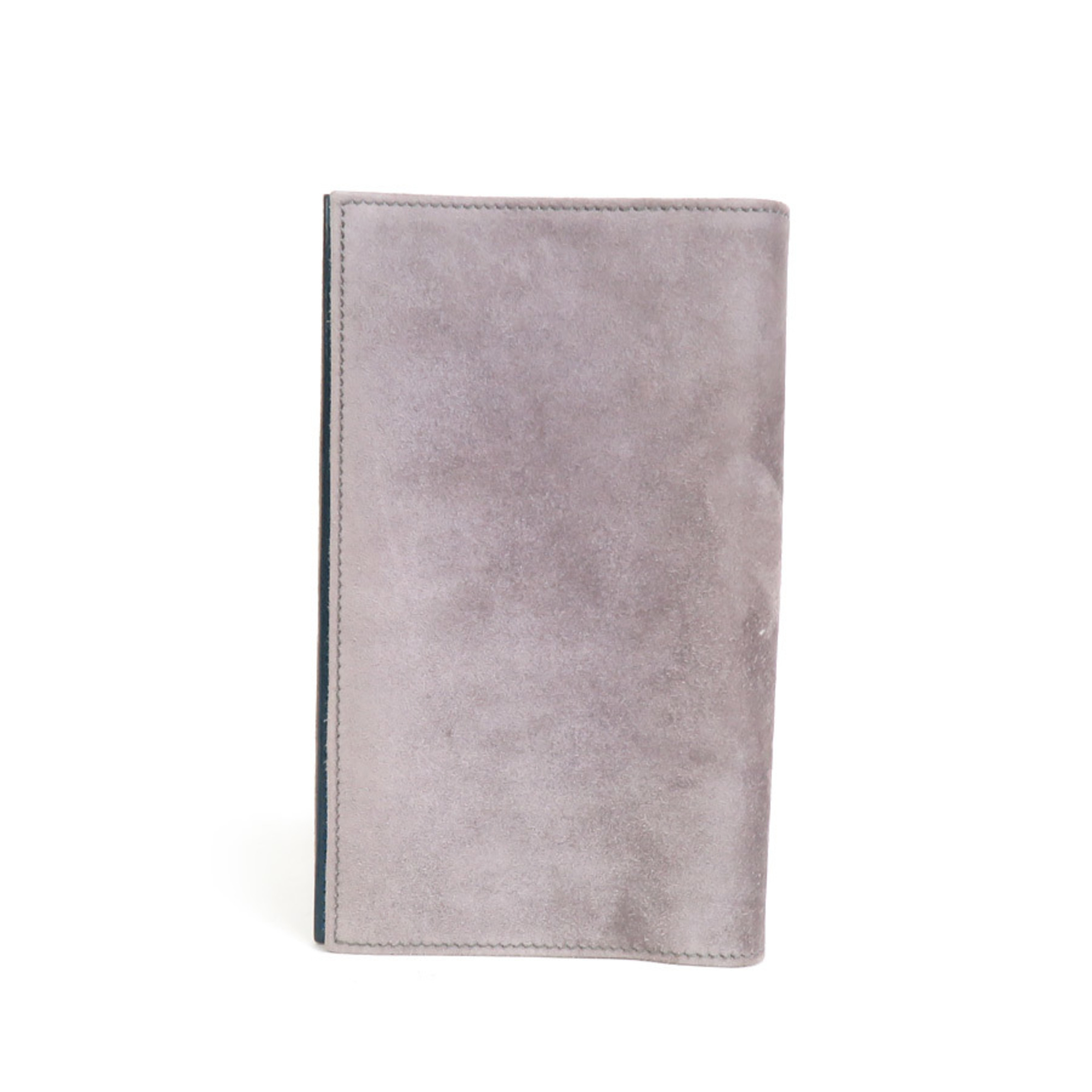 Hermes HERMES Notebook Cover Suede/Leather Gray/Dark Blue Unisex
