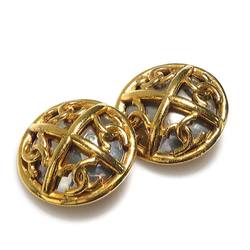 CHANEL Earrings Coco Mark Metal Gold/Silver Ladies