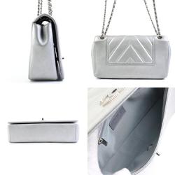 CHANEL Shoulder Bag V Stitch Leather/Metal Silver Women's