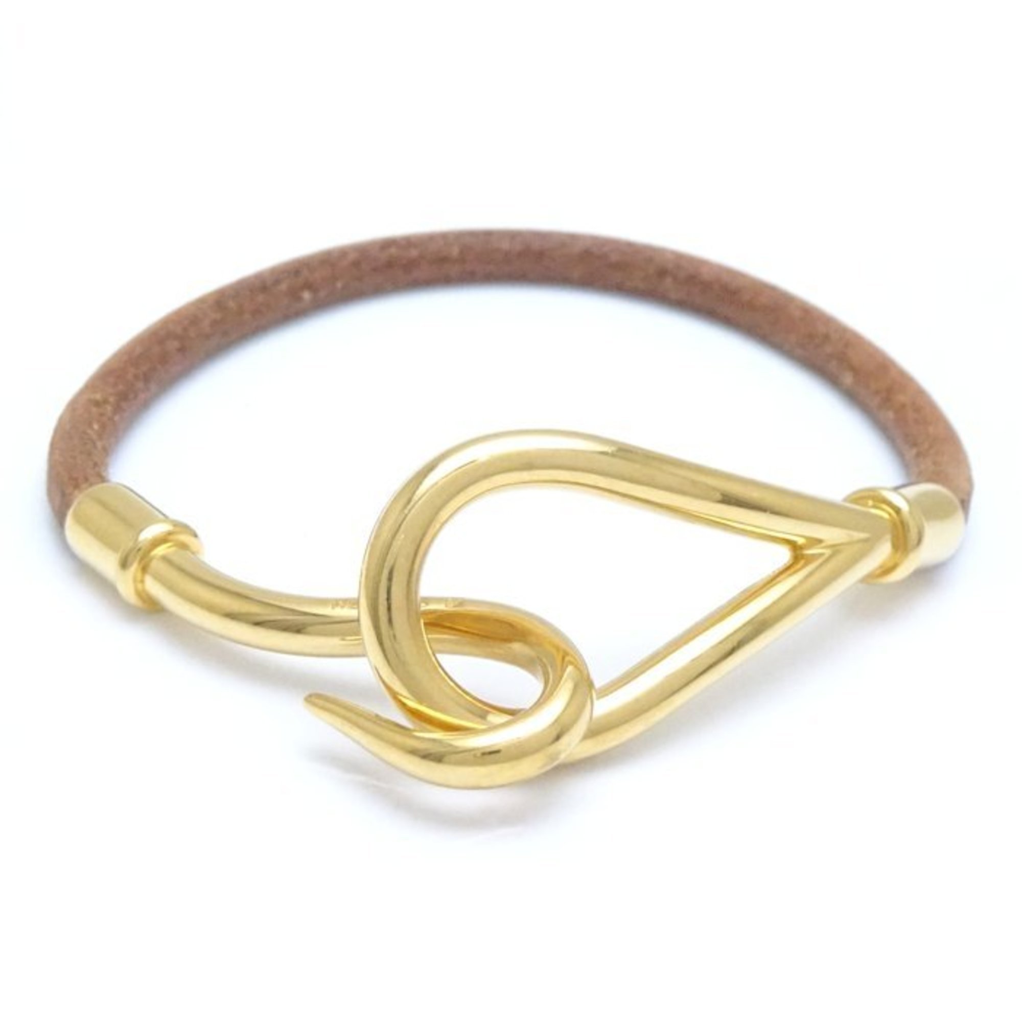 HERMES Jumbo Bracelet Brown x Gold Leather GP Plated 291283