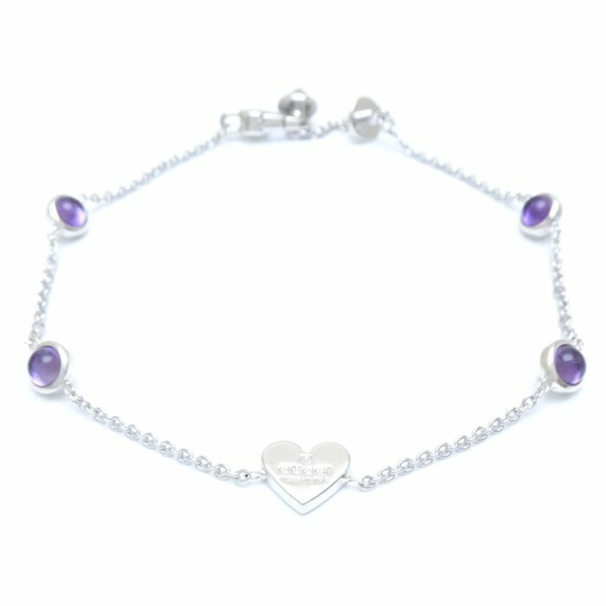 GUCCI Heart Tag Bracelet Amethyst #17 Silver 925 291367