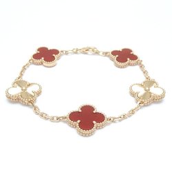Van Cleef & Arpels Alhambra Bracelet 5 Motifs Carnelian Guilloche VCARP7RP00 K18RG Rose Gold 291344
