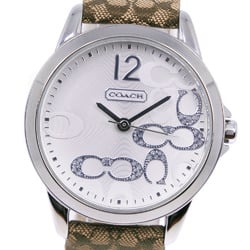 Coach COACH Signature Watch CA13.7.14.0647 Stainless Steel x Canvas Leather Made in China Silver Quartz Analog Display Dial Women's I213023046