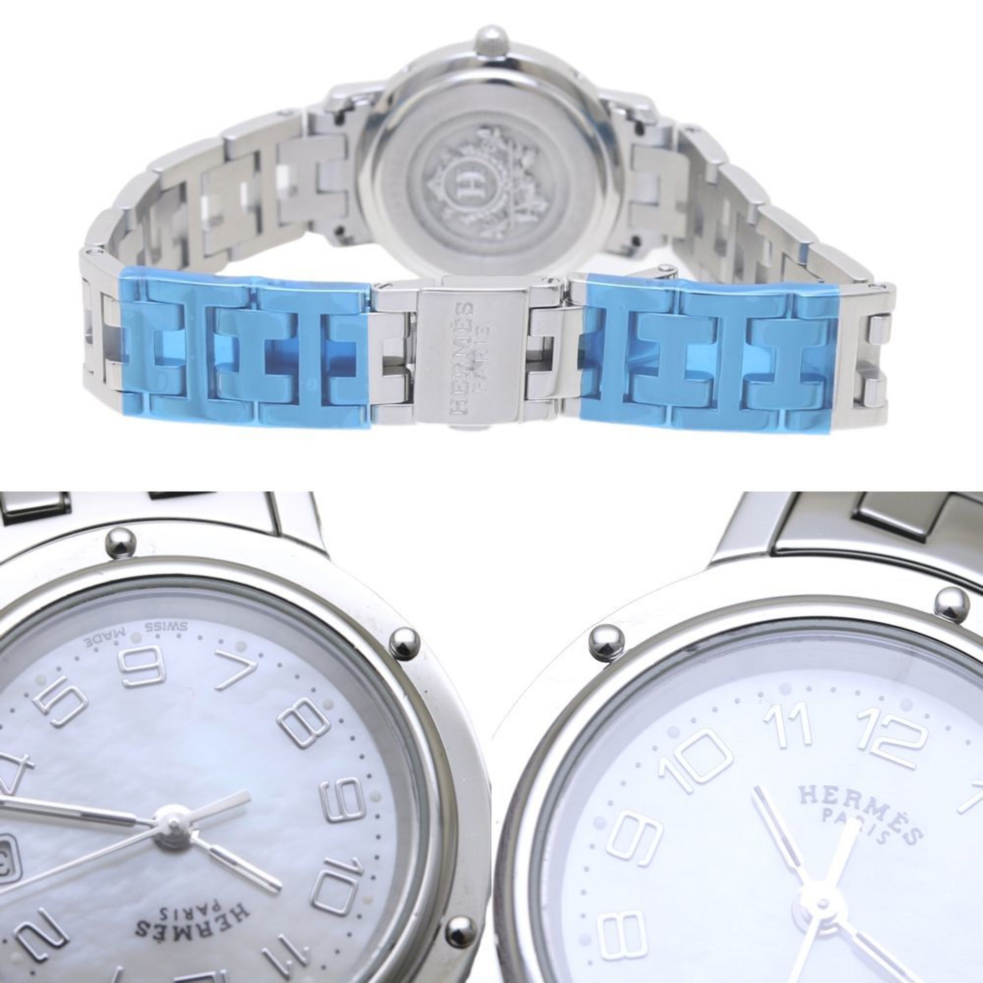 HERMES Clipper Nacre CL4.210.212 3821 New Buckle Stainless Steel Ladies 130097 Watch
