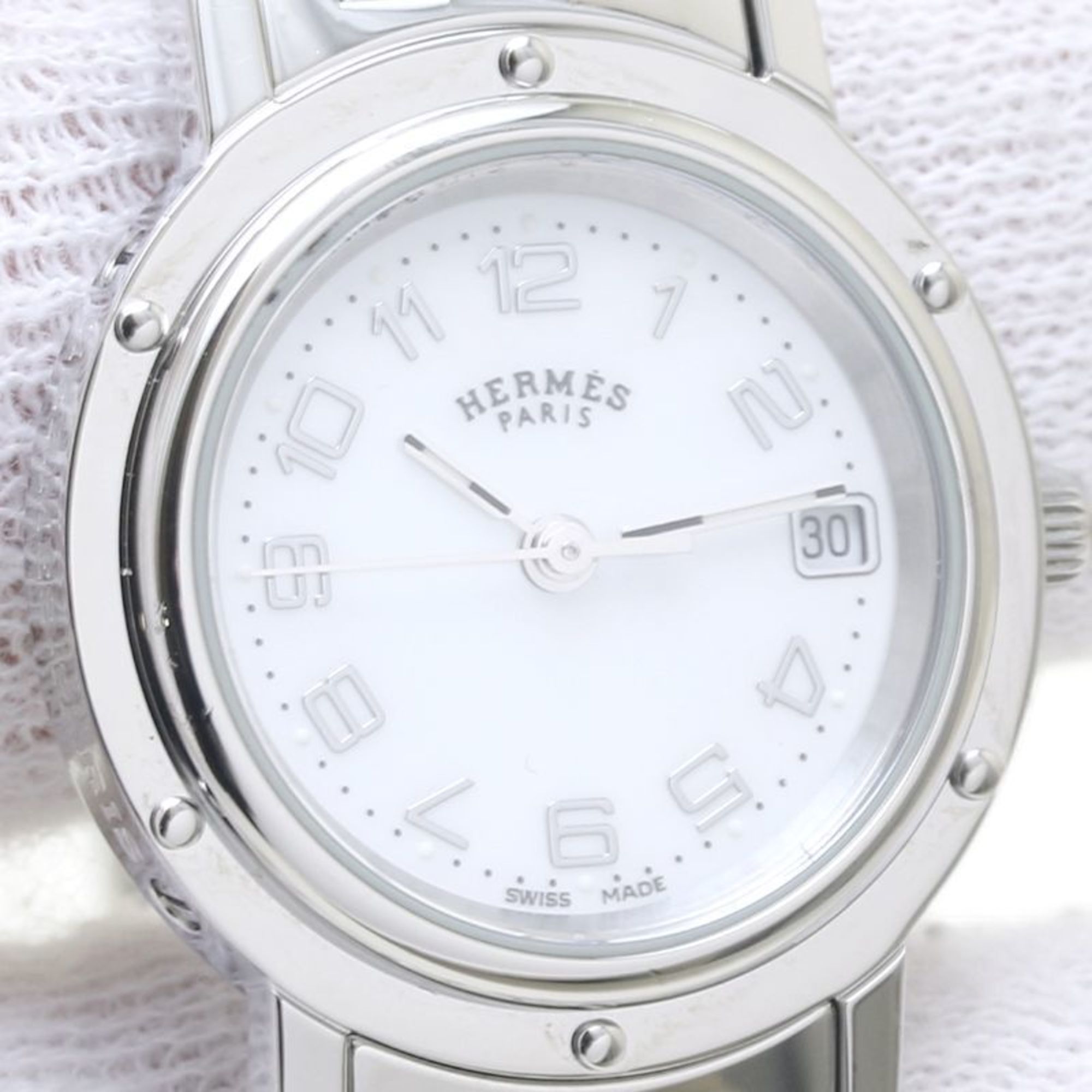 HERMES Clipper Nacre CL4.210.212 3821 New Buckle Stainless Steel Ladies 130097 Watch