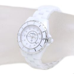 CHANEL J12 12P Diamond Late Model H1628 White Ceramic x Stainless Steel Women's Watch 39353