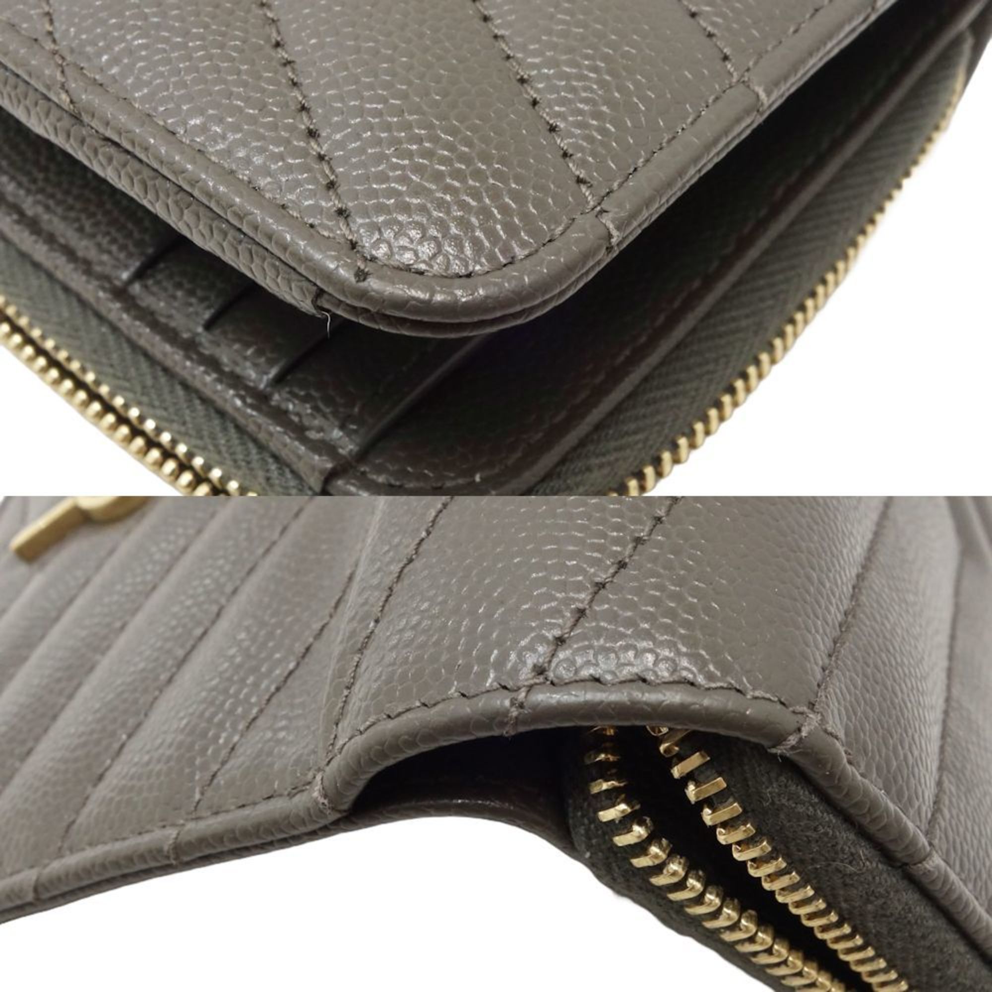 SAINT LAURENT Compact Zip Wallet 403723 Bifold Calf Gray 180259