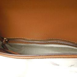 Tory Burch Shoulder Bag Robinson Leather x Vinyl White Brown 251577 ☆
