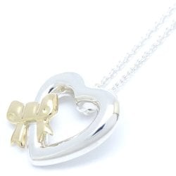 TIFFANY&Co. Tiffany Heart Ribbon Necklace Silver 925xK18YG Yellow Gold 291355